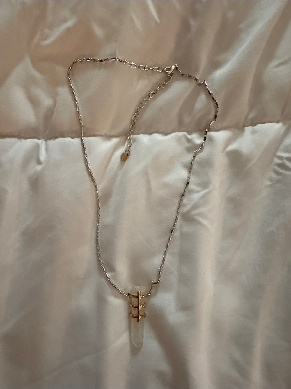 Stella & Dot Silver Chain Necklace with Gold Crystal Pendant